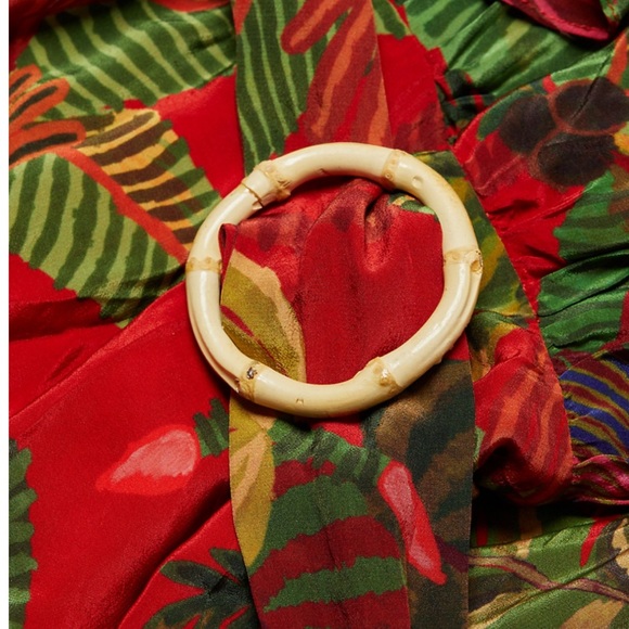 NWT Farm Rio Red Forest Birds Belted Midi Dress - XS & Small Available! - Picture 4 of 5